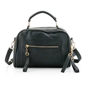 La Marey Black Faux Leather Crossbody Bag