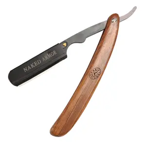 Naked Armor Brandelis Shavette Mahogany Wood Japanese Stainless Steel Shoulder and Tang