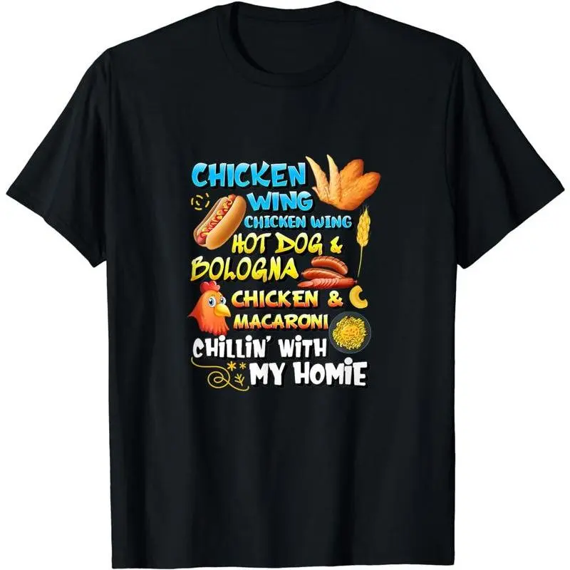 [100% Cotton]Cooked Chicken Wing Chicken Wing Hot Dog Bologna Macaroni Plus-size breathable T-Shirt
