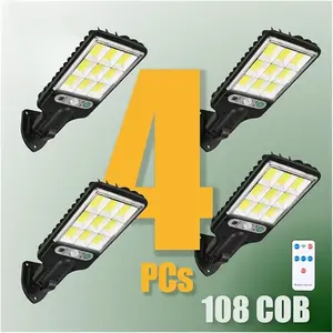 4PCS Lamp Post Lights Outdoor Garden Solar Lights for Garden Patio Path Yard, Solar Street Lights Outdoor Solar Lamp with 3 Mode Waterproof Motion Sensor Security Lighting