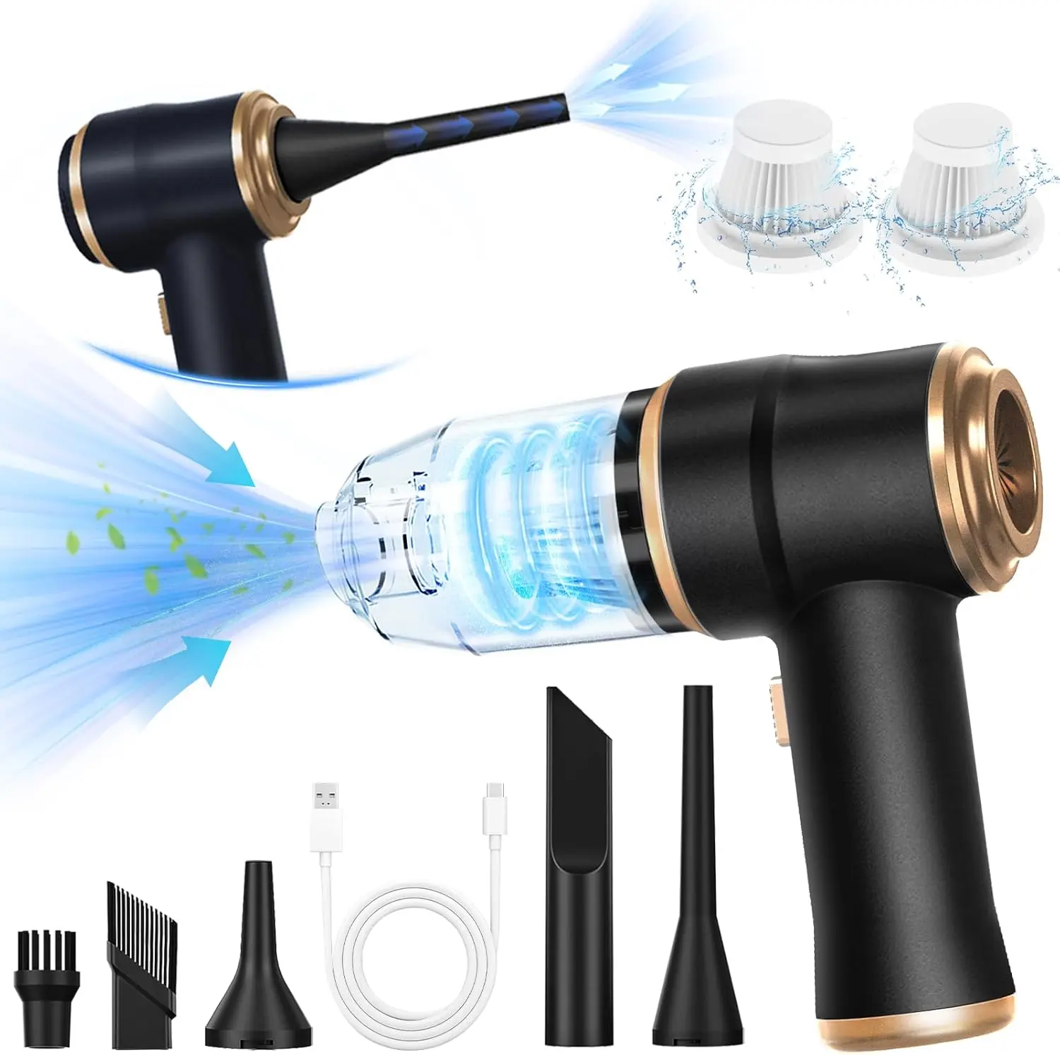 Mini Car Vacuum Cleaner 21000Pa Portable Cordless Handheld Vacuum Cleaner, Vacuum Cleaner & Air Dust Collector with 2 Filters Suitable for car, sofa, office, pet, home