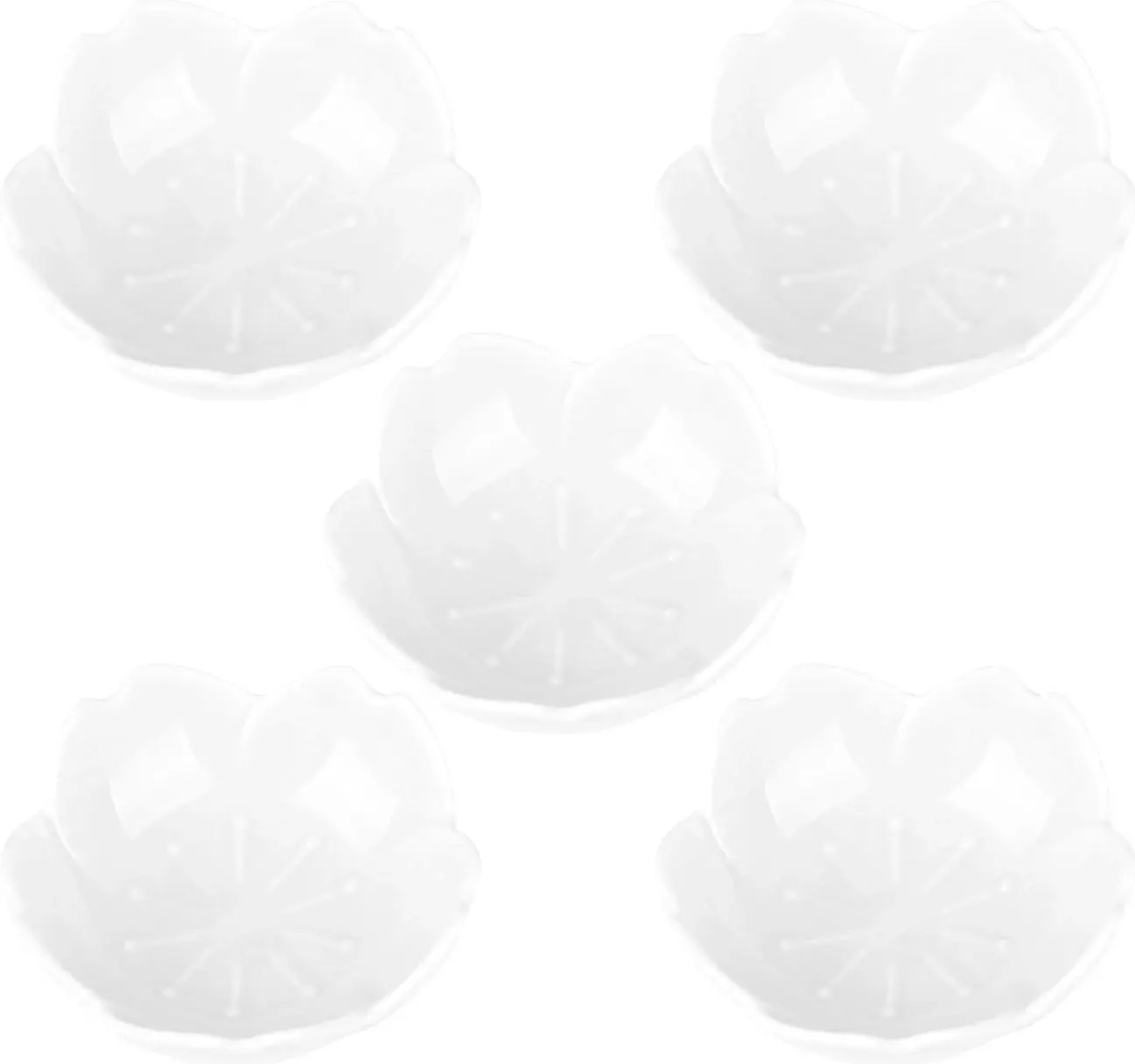 White Cherry Blossom Dish Set, Cute Pink Ceramic Plates, Sauce/Seasoning Dish, Sushi Dishes, Soy Dipping Bowl, Dessert, Appetizer Plates, Serving Dish for Kitchen Home – Set of 5