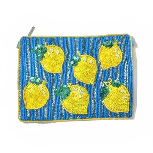 Limoncello Beaded Large Pouch