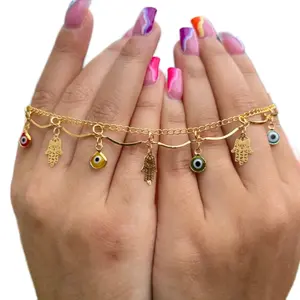 Dangling Evil Eye Hamsa Anklet