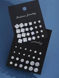 24 Pairs Unisex Ear Studs, Elegant Geometric Heart Design, Heart Shaped Earring, Artificial Zircon, All-Season Jewelry, Perfect for Daily Wear & Gifts