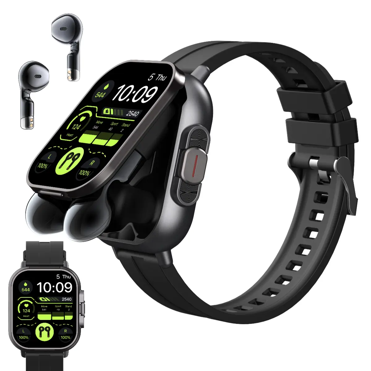 2-in-1 Smart Watch with Built-in Wireless Earbuds - HD Touchscreen Wearable Wristwatch, Fitness Tracker with Bluetooth Calls, Call Alerts & Message Notifications, Universal for iPhone & Android, Holiday Gift for Couples