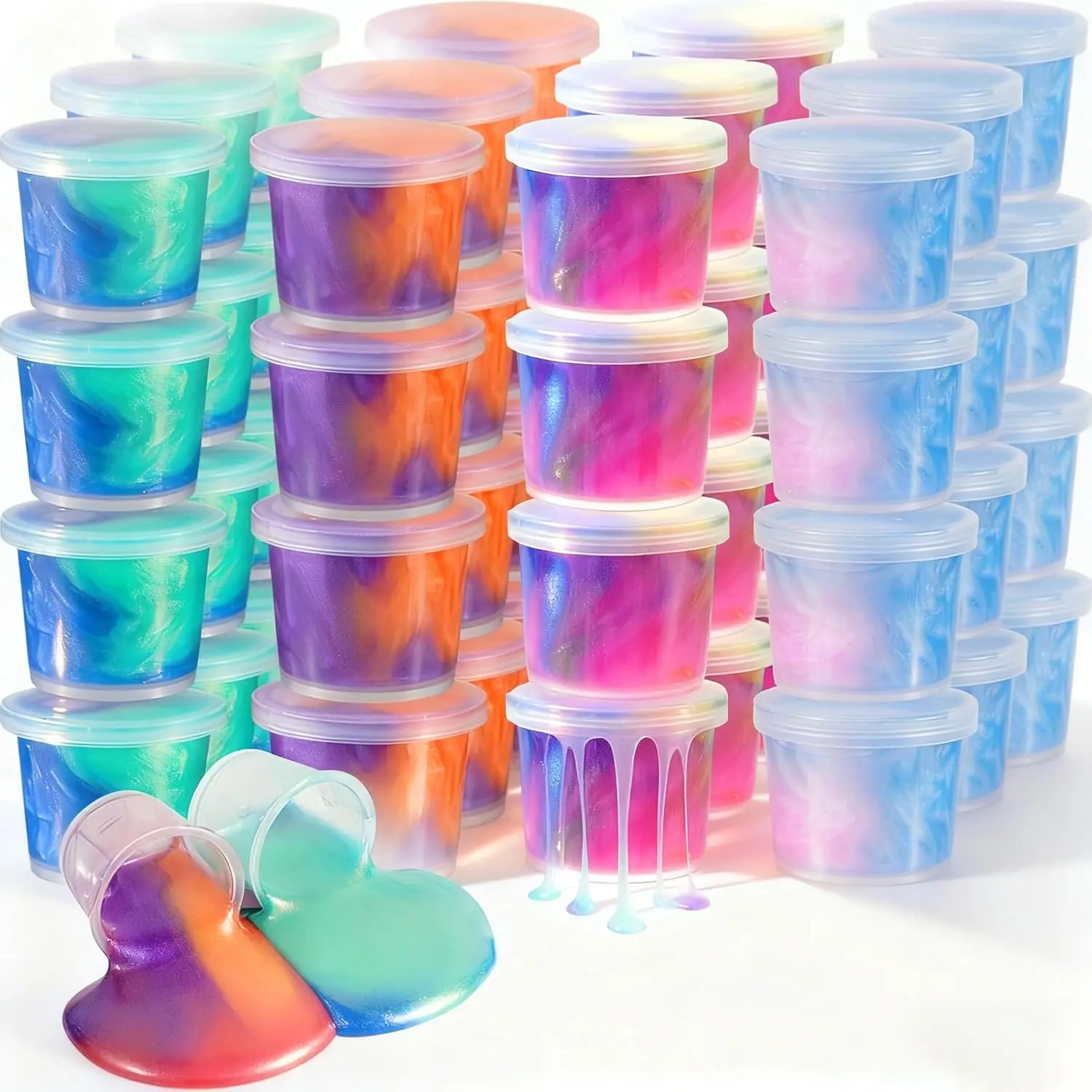 Summer Spring Gift 24Pack Galaxy Slime kit Party Favors for Girls & Boys,Colorful Slime Set, Non-Sticky, DIY Slime Toys for Christmas Stocking Stuffers,Easter Basket Stuffers Classroom Reward