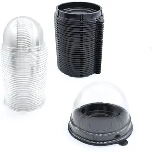 Clear Plastic Mini Individual Disposable Cupcake Containers 50PC Single Dome Holder for Muffin Mooncake Desk Pet Black
