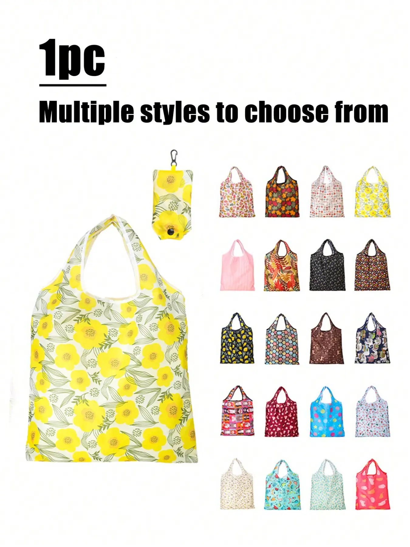 1 Large Waterproof Reusable Shopping/Beach Bag - Foldable Supermarket Tote, Shopping Totes, Durable, Machine Washable, Reusable Grocery Bags