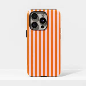 Orange Stripe Phone Case Aesthetic Phone Cases with iPhone 17, 16, 15, 14, 13, 12, 11, Pro Max and  Galaxy S23, S22, S21,S20 Ultra