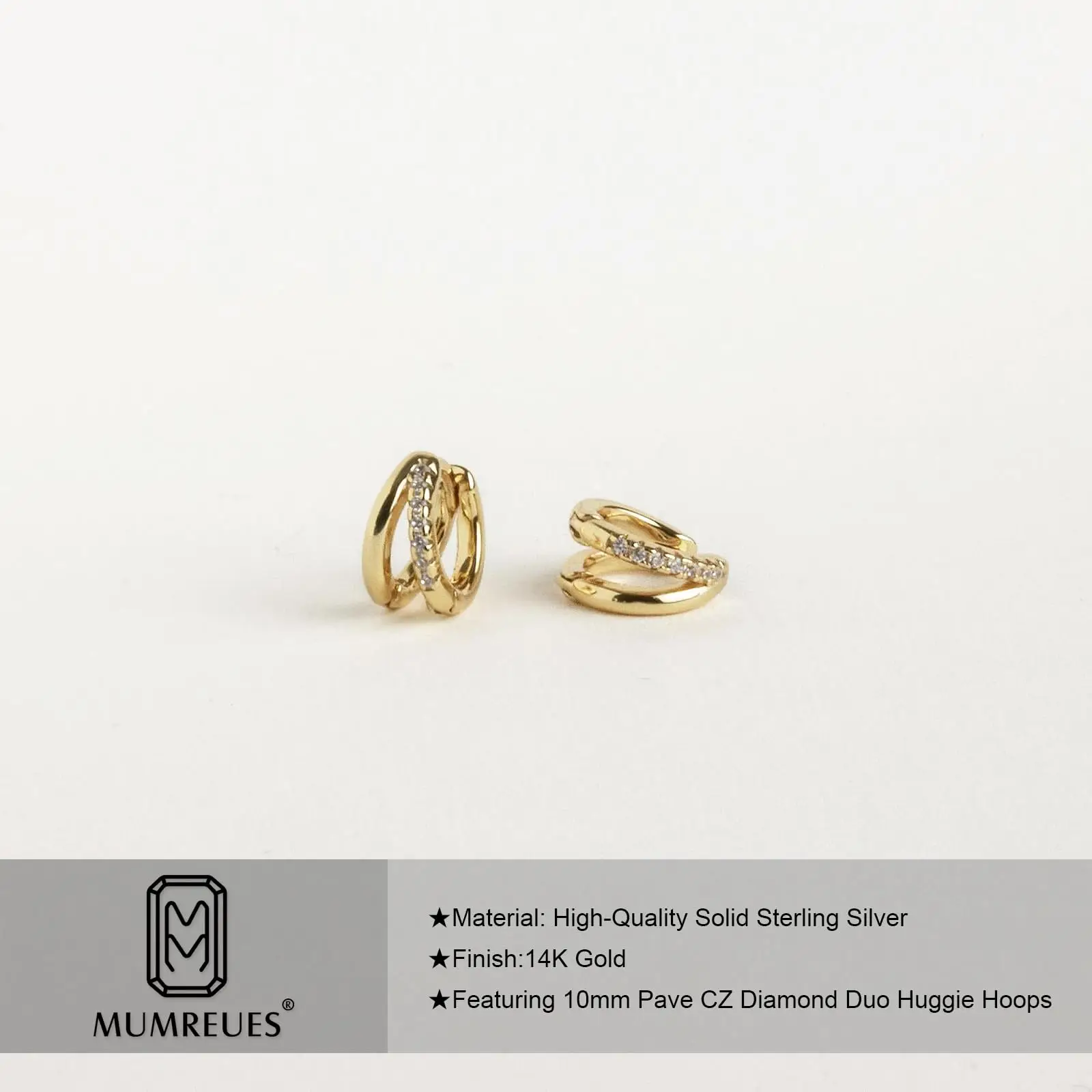 MUMREUES Gold Hoop Earrings for Women,14K Gold Plated Huggie Hoop Earrings for Gifts Daily Wear Cubic Zirconia DealsForYouDays
