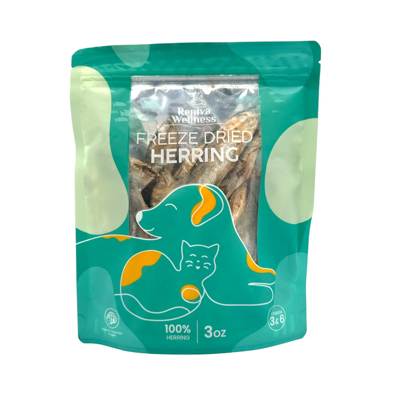Reniva Wellness Freeze-Dried Whole Herring for Dogs & Cats – Single Ingredient High Protein Omega-3 Rich Natural Fish Treat 3 oz Grain-Free Raw Nutrition Training or Meal Topper