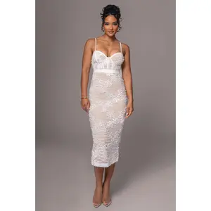 White Angelic Lace Midi Dress