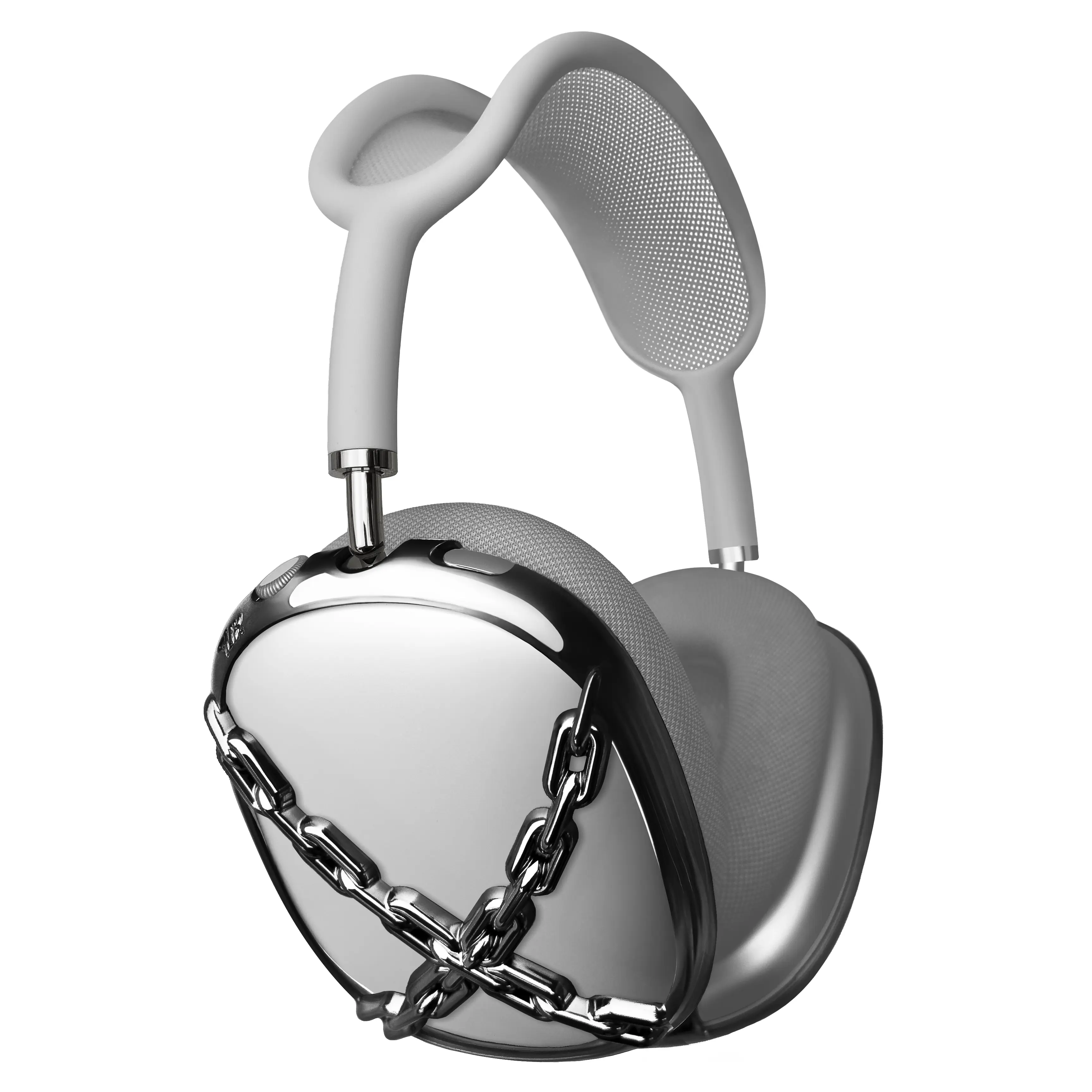 qlix Silver Chains Frames for AirPods Max 1 & 2, Durable