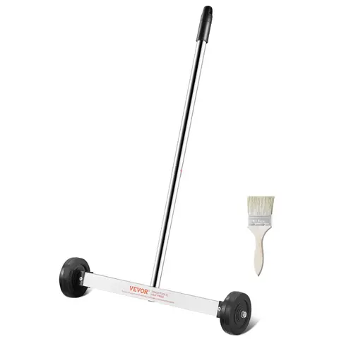 VEVOR 15in Rubber-Wheeled Magnetic Sweeper, Durable Home Cleaning Supplies with 8 lbs Capacity, Adjustable Handle, Lightweight Metal & Debris Pickup for Workshop, Garage Nails, Screws