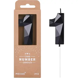 2.76 Inch Crystal Black 1 Number Birthday Candles, Black Number Candles, Cake Number Candles, Party Celebration