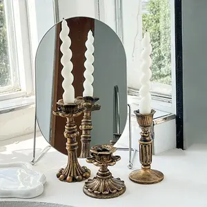 French Classical Candlestick Holder, Vintage European Style Decorative Candle Stand, Elegant Home Decoration Accessory, Lantern Candle Holder