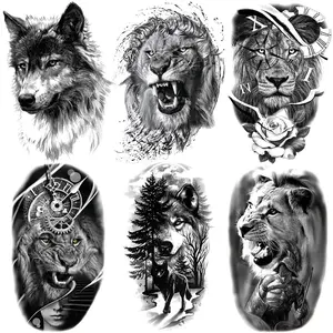 6 Floral Temporary Tattoo Stickers, Realistic Long-Lasting Waterproof Tattoos, Suitable for Adults Men Women, Western Gothic Watercolor Tribal Styles