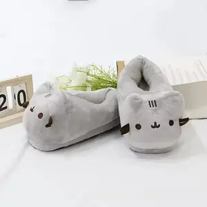 Cartoon Full Covered Cat Slippers Warm Winter Slides Soft Plush Doll Indoor Cute Anime Bedroom Shoes Home Use