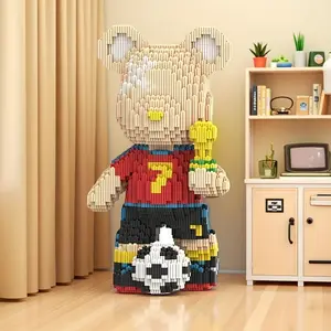 7 Number Football Player Bear 3D Puzzle Building Blocks Decoration, Bookshelf Home Office Cabinet Decor, Party Living Room TV Stand Display