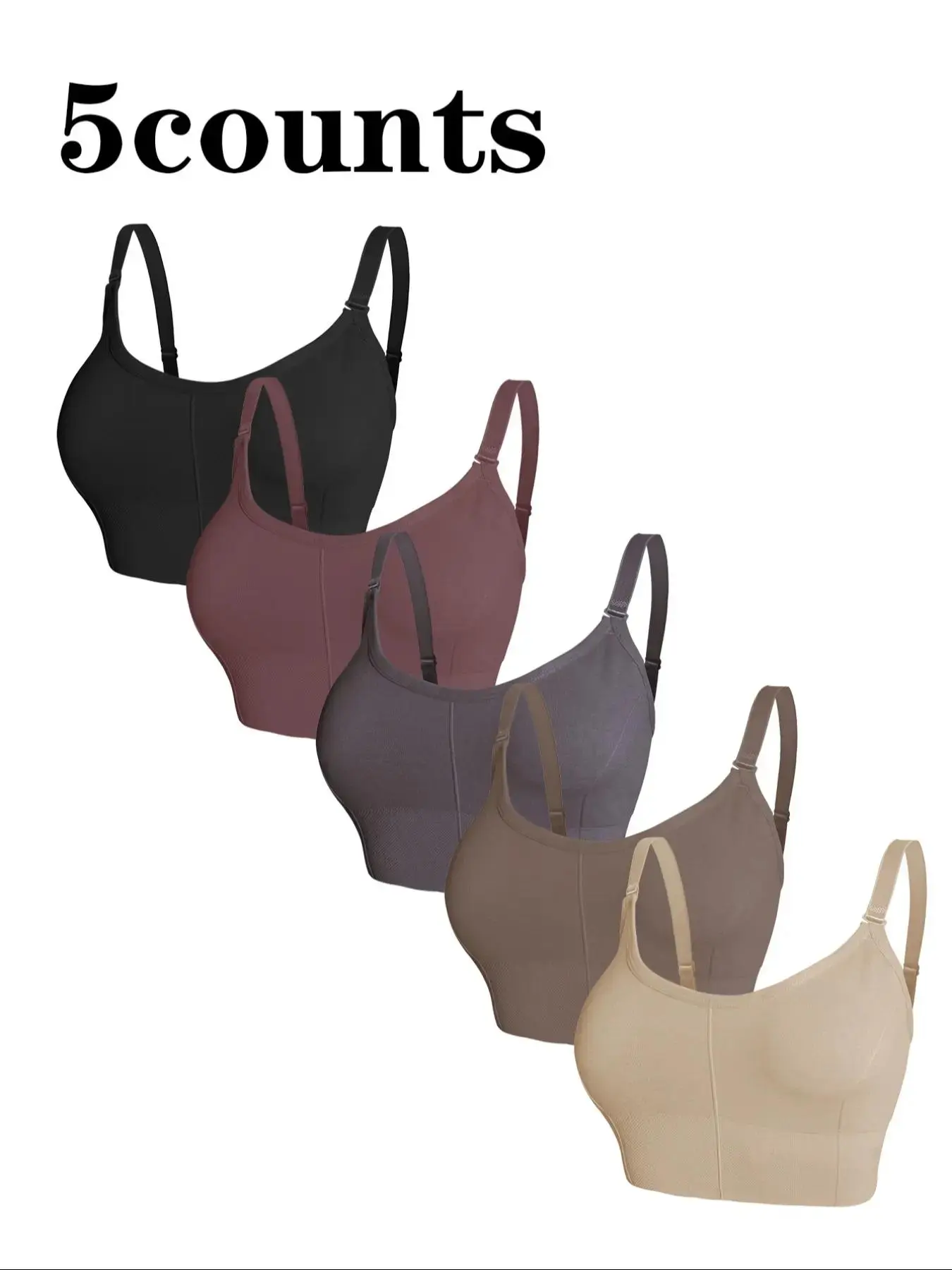 Women's Wireless Bra Set, Basic, Adjustable Straps, Front Buckle Design, Soft Breathable Fabric, Casual Daily Wear, All Seasons