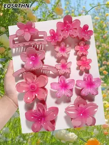 Get Ready for Spring! 12Pcs Gradient Plumeria Hair Claw Clips Set. Matte Floral Hair Accessories for Thick/Thin Hair. Perfect Hawaiian Beach Vacay Vibes! 🌊 Shop Your Aesthetic. #haircare #springtrends #beachvibes