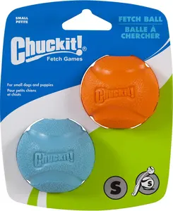 Chuckit High Bounce Rubber Fetch Ball Small Size for Dogs Natural Rubber Bounces Higher and Farther Than Standard Tennis Balls Compatible with Chuckit Launchers Pack of 2 Multicolor Colors Vary