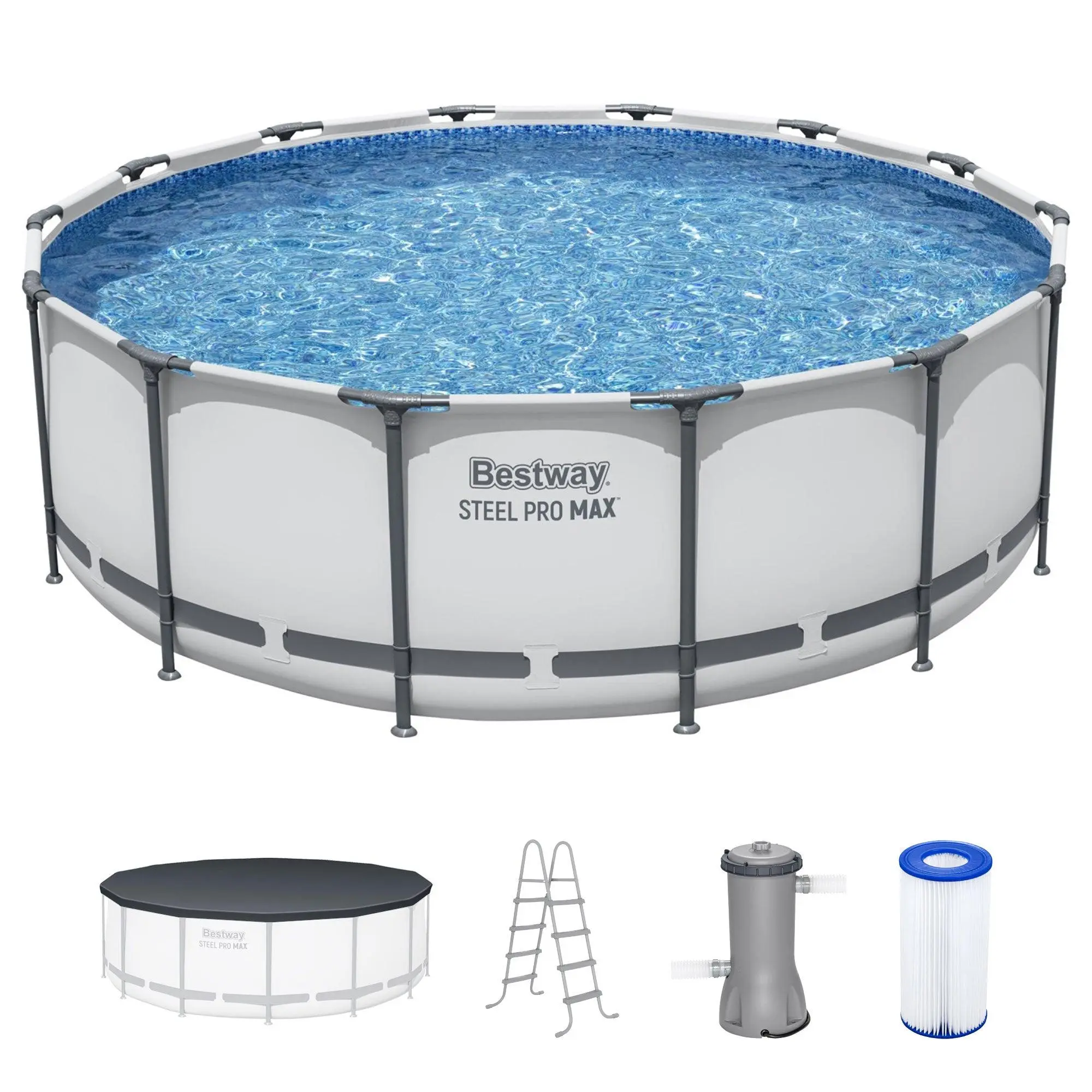 Bestway Steel Pro MAX 14'x48" Round Above Ground Swimming Pool with Pump & Cover Bestway Steel Pro MAX 14'x48" Round Above Ground Swimming Pool with Pump & Cover