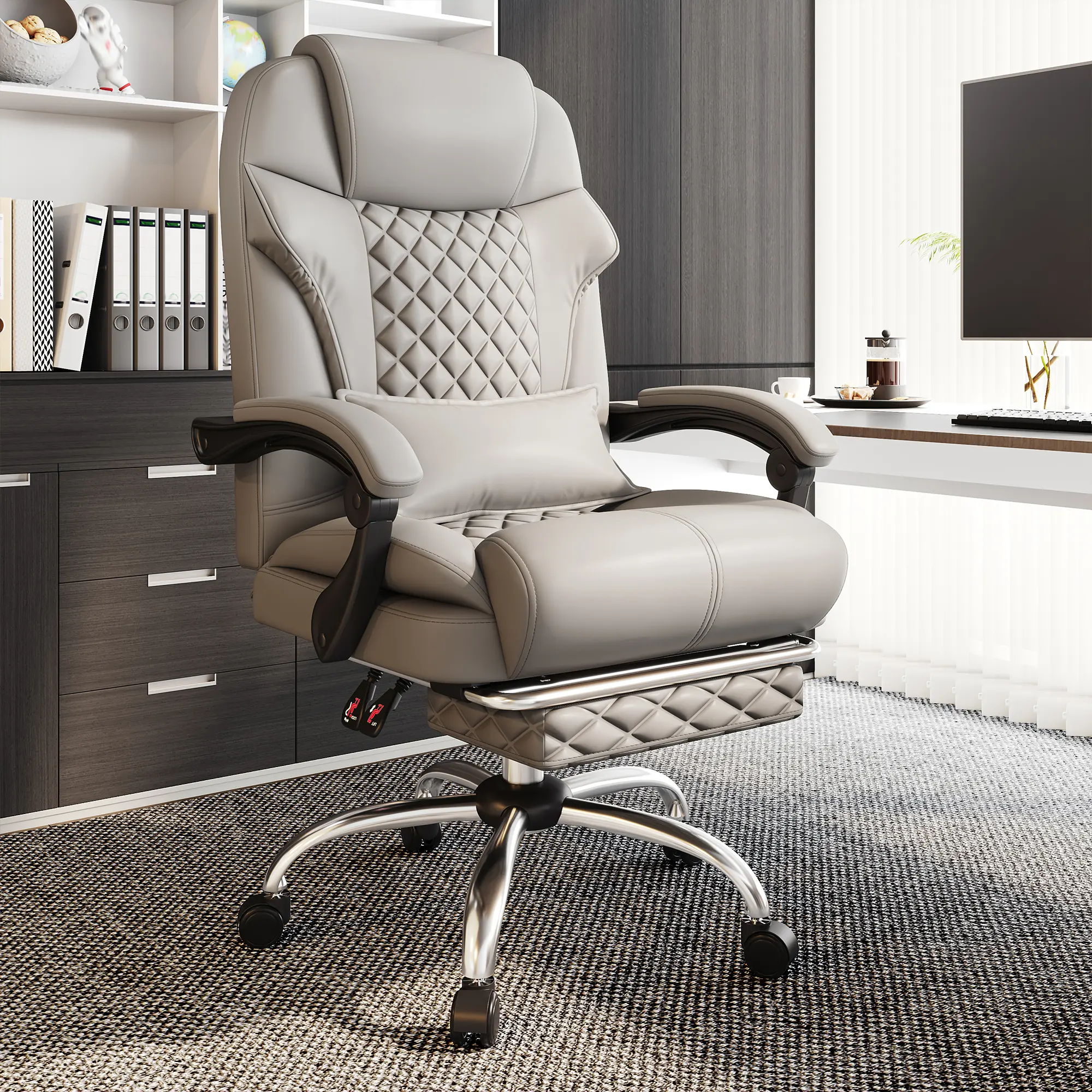 Raybee Gaming Chair Comfy Office Chair with Footrest, 145° Reclining Padded Big and Tall Computer Chair, High Back 3D Saddle Shaped Cushion for Back Pain Relief, Height & Armrest Adjustable Executive Desk Chairs, 400 LBS Capacity Furniture