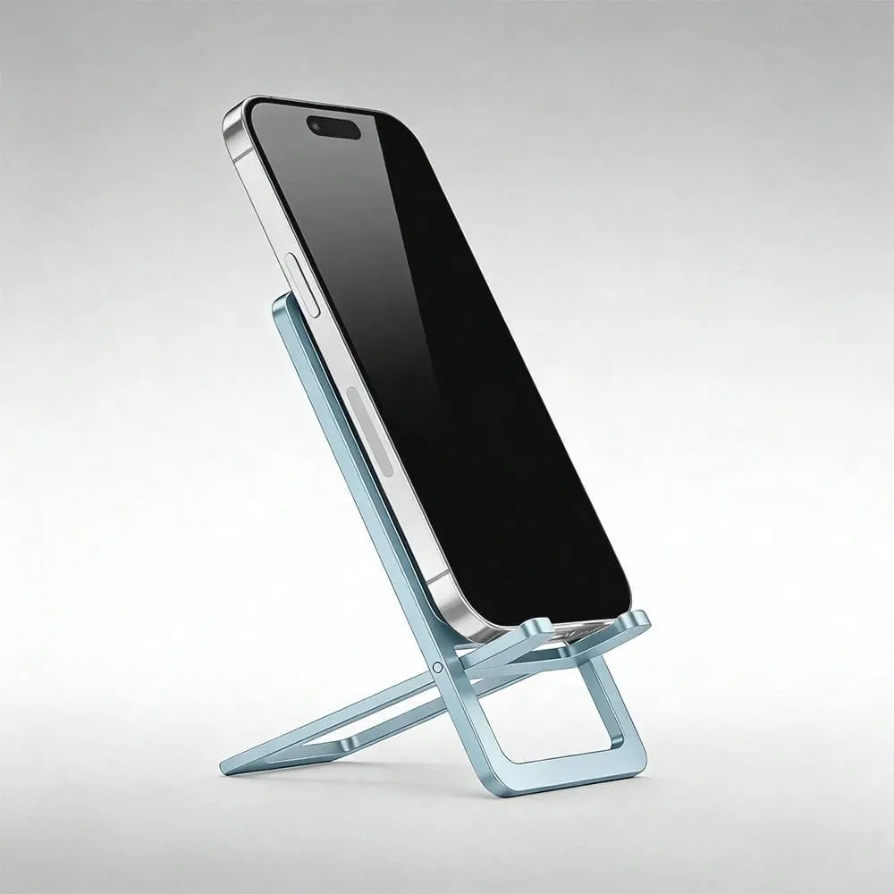 Mini Foldable Aluminum Alloy Phone Stand, Ultra Light 83g Portable Adjustable Desk Cell Phone Cradle, Sturdy Universal Mobile Holder, Ideal Birthday Gift For All Smartphones