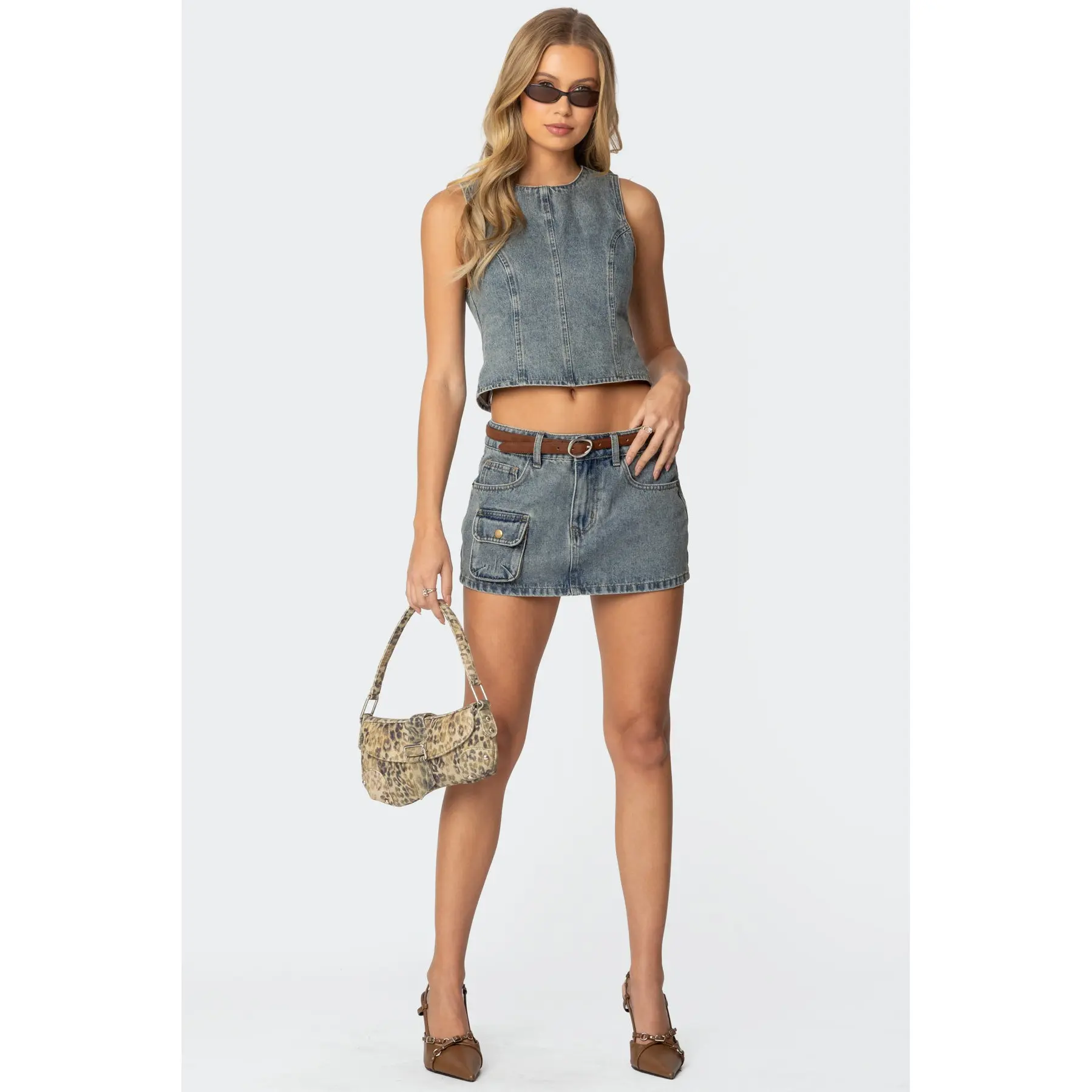 Quinlan Denim Cargo Mini Skirt