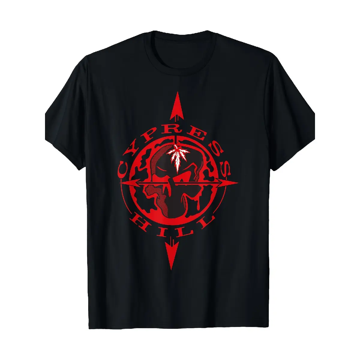 Men'S cotton 100% |   hot stampin print T-shirtCypress Hill- Skull& Compass T-Shirt- 180