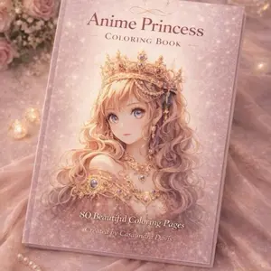 Anime Princess Coloring Book for Adults | 80 Elegant Fantasy Pages, Single-Sided