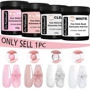 Osnailmall 100g Non-Stick Hand Extension Gel Nail Polish, Solid Milky White Clear Hard Gel for Fake Nails, Flower Nail Art, DIY French Manicure & Acrylic Gel