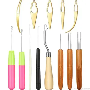 13 Pieces Tool Set, Includes 5 Pieces Latch Hook Crochet Needles, 3 Pieces Dreadlocks Crochet Hook and 5 Pieces Locking Hair Extensions Tool for Locs, Sisterlocks, Easyloc Hair Haircare HeatlessC33FixEasyHardware
