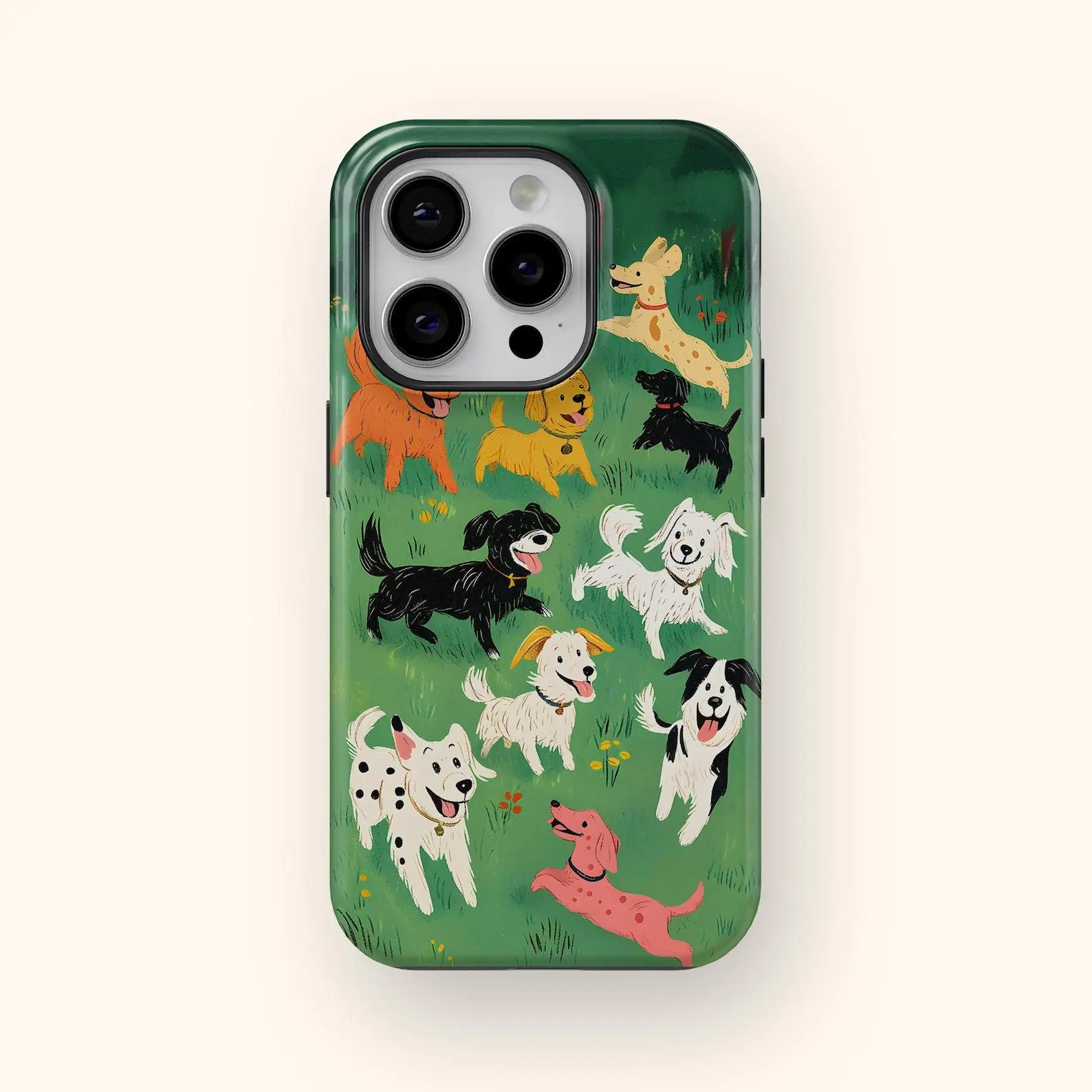 Dog Phone Case Cute Dog iPhone Case Dog Lover Phone Case Colorful Dog Cartoon Art Dog Collage Phone Case Unique Dog Gifts Kawaii Phone Case