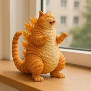 Creative Resin Craft Personalized Cat Dinosaur Cute Cartoon Statue Home Decor Resin Figurine, Universal Design, Not Plated with Precious Metal