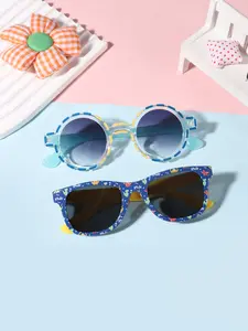 Cute Candy Color Round Frame Dinosaur Print Rectangular Sunglasses for Boys and Girls, Lightweight and Durable, Perfect for Outdoors Eyewear