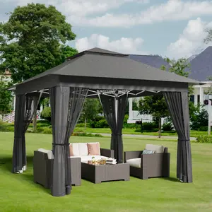 Gizoon Instant Pop Up Gazebo Tent (11x11 & 13x13 Sizes) with Mosquito Netting, Roller Bag for Patio, Lawn, Backyard