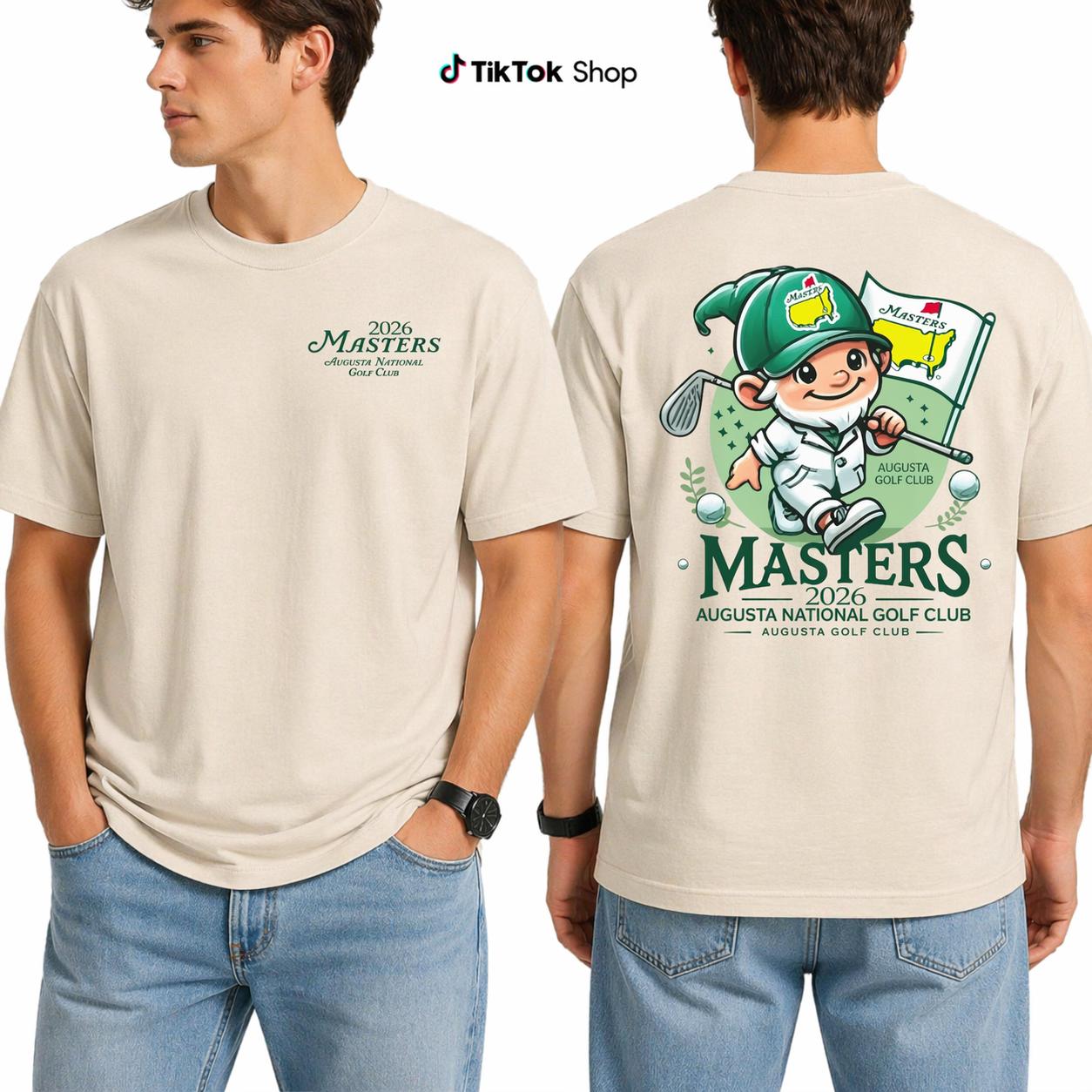 2026 Masters Augusta National Golf Club T-Shirt Cute Golf Gnome Graphic Tee Vintage Masters Tournament Shirt Golf Lover Gift Unisex Casual Golf Apparel Summer Outfit