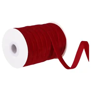 Red Velvet Ribbon 3/8 Inch 30 Yards Velvet Fabric Vintage Thin Velvet Ribbon for Choker Gift Wrapping Hair Bows Flower Bouquet Wedding Christmas Decor