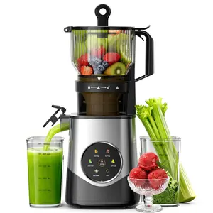 Electactic Cold Press Juicerwith Reverse Function , 6.1" Extra Large Feed Opening Slow Masticating Juicer with Sorbet & Ice Cream Maker, AC Motor,300W Power, Smart Touch Control with 6 Modes, High Yield, Stainless Steel & Easy Clean