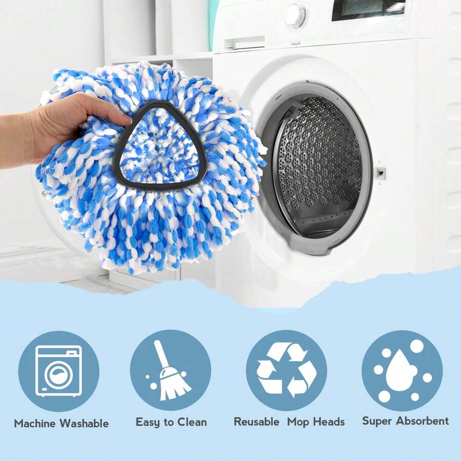[3/5-piece set] Mop replacement head (only applicable to dual-tank system), rotating mop replacement head, easy to clean, microfiber replacement head, machine washable
