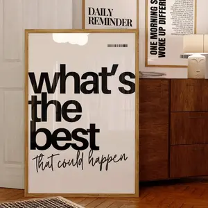 Motivational Quote Wall Art – “What’s the Best That Could Happen” Typography Poster, Positive Inspirational Print, Large Living Room Decor, Trendy Room Artwork, Unframed