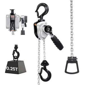 VEVOR Manual Lever Chain Hoist, 1/4T 550LBS Heavy Duty Come Along, 5FT Lift G80 Galvanized Alloy Steel Chain, Dual Pawl Mechanical Brake, 360° Rotating Hooks, for Warehouse Construction, Dual Pawl Brake, Galvanized Chain