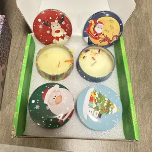 Retro iron box fragrance candle gift set, size 16×16cm, contains multiple types of fragrance candles, made of soy wax and natural essential oils, including lavender, rose, jasmine and blue wind chime.