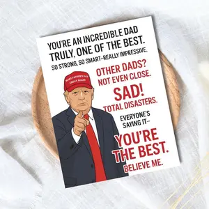 Funny Trmp Father's Day Card with Blank Inside, Greeting Card for Dad, DIY Personali Cardstock with Envelope, Hilarious Gift From Daughter, Father's Day Greeting Card, Hil Son or Daughter, 5x7 Inch Individual Greeting Card with Kraft Envelope