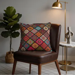 Bohemian Mandala Patchwork Pillow, High-Definition Digital Print, Soft Square Decorative Cushion, Invisible Zipper, Sofa, Bed, Home Decoration