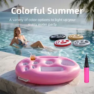 Dadamayar Inflatable Floating Drink & Snack Tray, 27.6''x19.7'' PVC Pool Accessories with Free Hand Pump, Lightweight Easy-to-Inflate for Summer Swimming Pool Parties, Swimming Pool Accessories