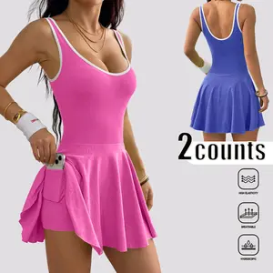 TCVC Women's Cross RacerbackSports Dress With Pockets, Fitted Solid Criss-CrossBackless Tennis Dress, Breathable Fabric For Indoor &Outdoor Yoga, Slimming Silhouette,For Winter&Christmas,fitness gym wear,Women's Stretchy Casual